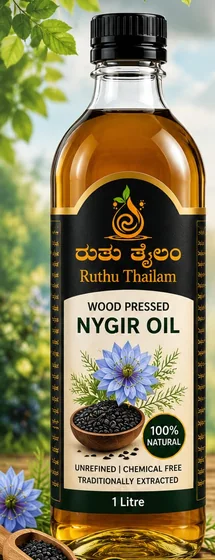 Ruthu Thailam wood pressed nygir oil bottle, 1 litre