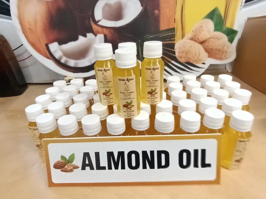 Almond oil bottles at our store